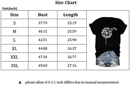 Sunidol/ Дамски Лятна Тениска с Флорални принтом под формата на Глухарче, Ежедневни Мека Тениска с кръгло деколте, Блузи,