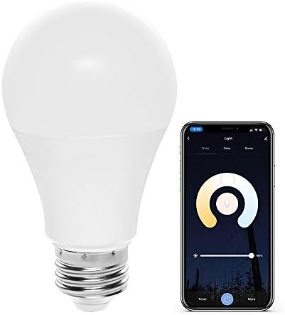 Крушка Regal, с променящ се цвят, WiFi LED 120V Smart Bulb A19 E26 с регулируема яркост, като цвета RGB, 800 Лумена, 9 W (еквивалент на 60 W), 6500 K, съвместима с Alexa и Google Home (само 2,4 Ghz)