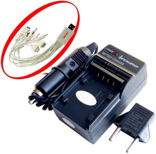 iTEKIRO AC Стенно Зарядно за Кола dc Комплект за JVC GR-D340EX GR-D345 GR-D345E GR-D350 GR-D350AC GR-D350AH GR-D350U + USB кабел за зареждане iTEKIRO 10-в-1