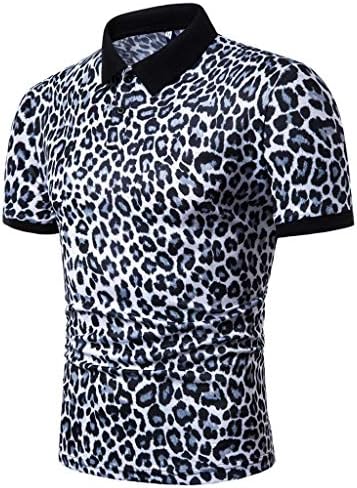 WENKOMG1 Леопардовые Polo Ризи за Мъже, Мода, Ризи Хенли Копчета с Къс ръкав и Принтом, Рокли-Ризи