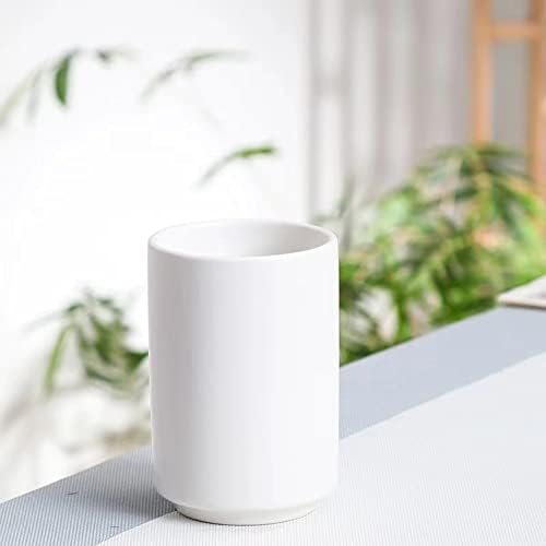 RabyLeo, японската проста керамична чаша без дръжка в черно-бял стил, хотелска чаена чаша, чаша за четка за зъби, чаша за измиване на устата. (Бяла)