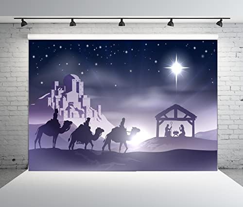 BELECO 10x8ft Текстилен Коледен Фон за Коледа Звезда Свети нощи Три Краля на Раждането на Исус Ясла Фона На Коледната