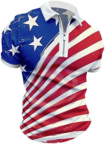 На 4 юли Ризи с къси ръкави за Мъже Летни с 3D Принтом Хартата на САЩ, Ежедневни Тениски с Къс Ръкав, Туника, Поло с
