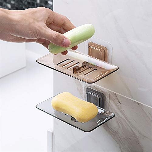 Прозрачен Тава за Източване на сапун ястия от Полипропилен - Титуляр на сапун ястия на Присоске, Стенен за душ в Банята, Комплект от 2