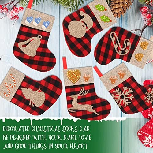 36 X 8-Инчови Мини-Коледни Чорапи на Едро, Коледен Отглеждане в клетка цвят Бизон, Червен, Черен, Коледни Чорапи от Зебло,