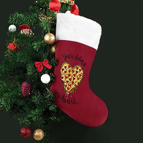 Аз Обичам Пица Сърцето Коледни Чорапи Отглеждане на Коледна Елха Дядо коледа Декорации Висящи Украса за Камината Празник 16,5