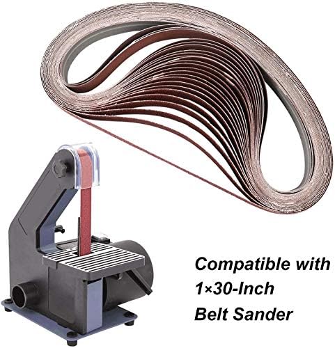 28 БР шлифовъчни ленти 1 × 30-инчов опесъчаване лента от хартия с панделка от алуминиев оксид (по 4 броя по 40 60 80 120 180 240 400 гр.)