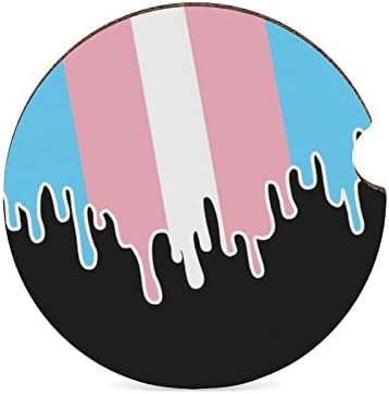 Trans Pride Цветен Плавящийся Флаг ЛГБТ Принт Дървени Автомобилните Поставки за Напитки Абсорбиращи поставки за чаши Смешни Красиви Мъже, Жени