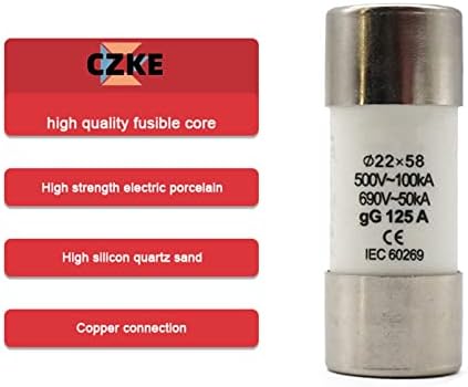 SNKB 10шт AC 500V RO17 Керамичен предпазител за бързо действие RT18-125 22X58 gG Силует 10A 16A 20A 25A 32A 40A 50A 63A 80A 100A 125A (Цвят: 50A)