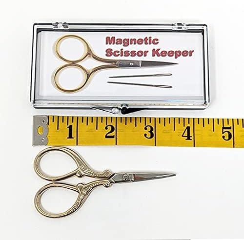 Малки ножици за бродиране с футляром - Декоративна дръжка от Императорския злато, 3,5 инча.