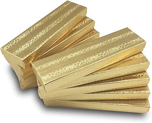 RJ Displays-25 опаковки Хартиени кутии от златно фолио с хлопковым пълнител за Бижута, обици, суспензии, часовници, писалки,