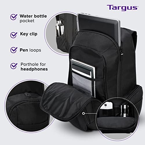 Раница за лаптоп Targus, за преносими компютри с размер до 17 инча, Водоустойчива Раница за пътуване, за бизнес пътувания, Училищна чанта, Компютърна раница за колеж, за