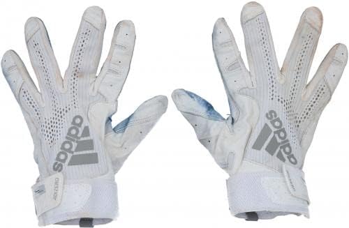 Втора употреба бяло-сиви и бейзболни ръкавици Adidas с автограф на Тим Tebow Ню Йорк Метс, използван в периода между