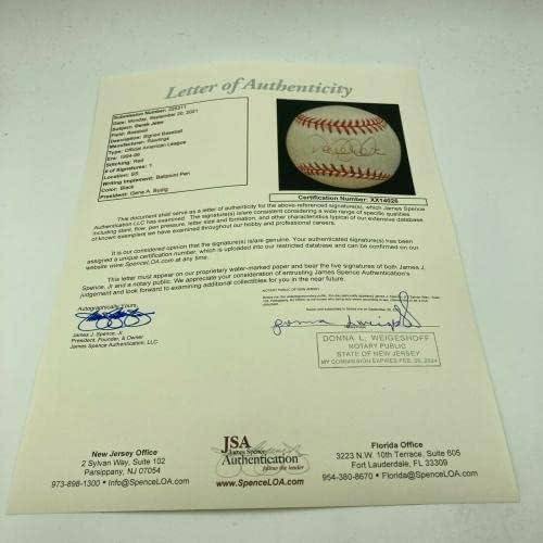 1996 Нов Дерек Джитър подписа договор с Американската Лига на бейзбол с JSA COA - Бейзболни топки с автографи