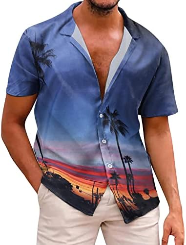 Мъжки Хавайска Риза с Къс ръкав и Принтом, Ежедневни Летни Плажни Ризи с копчета