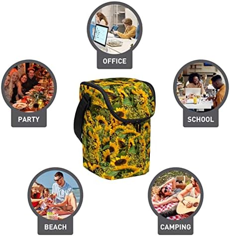Чанта за обяд за Жени и Мъже, Изолирано Чанта-Тоут с Цветен Модел Слънчоглед Helianthus Lunch Box с Регулируем пагон за Училище, на Работа, на Пикник, Къмпинг