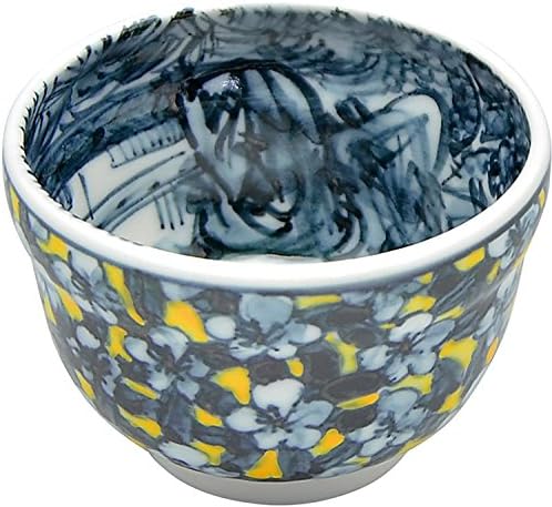 Стъклена чаша Kyo-Фаянс 856-02 Shimizu Фаянс, Бял диаметър 2,2 инча (5,5 см), Керамична печка (с подарък кутия), Цветни