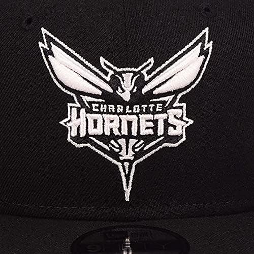 Нова Ера на Charlotte Hornets 9FIFTY Черно-Бяла Шапка възстановяване на предишното положение, Регулируем Шапка