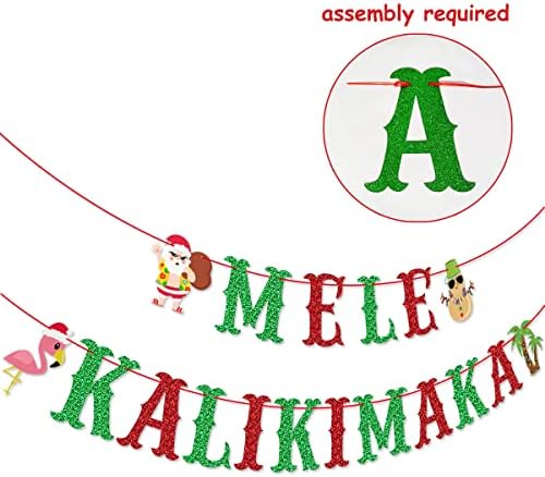 Mele Kalikimaka Хавайски Коледен Банер Тропически Коледни Висящи Къдрите за Тропически Хавайски Украси Коледно Парти