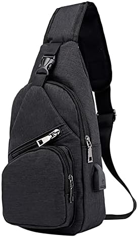 Чанта-прашка За Мъже И Жени, с Раница на рамо, Отличителни Чанти, Раница През Рамо с USB-кабел, Чанта-Месинджър за Лаптоп (Черен, Един Размер)