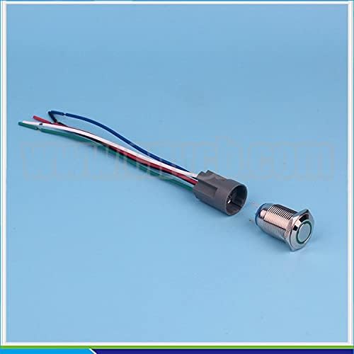 Комплект 16-мм led пръстен с подсветка IP67, метален бутон ключ с капаче и жгутом кабели 150 мм - (Цвят: 12V OranLED,