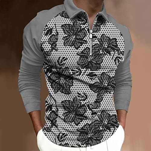 BEUU 2022 Нови Мъжки Ризи Поло с цип Дълъг Ръкав в Цветарски Грах, Лоскутные Блузи за Голф, Ежедневни Дизайнерска Риза