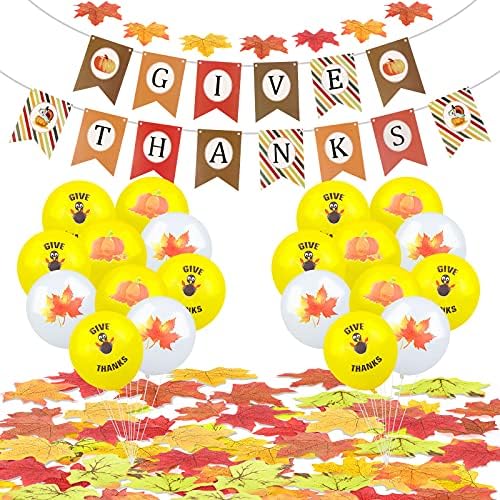 Adasea 131 бр украса банер на Деня на Благодарността, благодаря ви давам банер декор Турция Кленови листа тиква балони