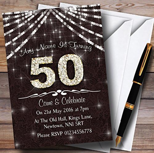 Персонални Покани за участие в 50-та Кафяво-бяла парти Bling Sparkle по повод Деня на раждане