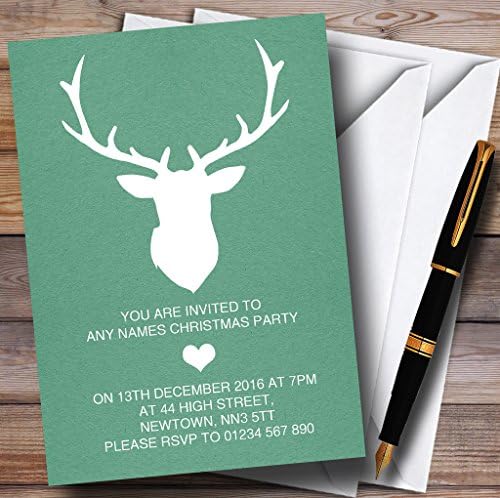 Пощенска картичка Zoo Green Stag Персонални Покани за Коледа/Нова Година/ Празнично парти