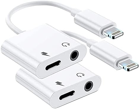 Адаптер за слушалки на iPhone от 2 теми, [сертифициран от Apple Пфи] 2 в 1 с конектор Lightning за 3.5 мм слушалки, адаптер за свързване на аудио сплитер и зарядно устройство Aux за iP