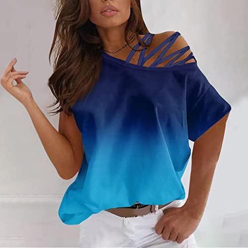 Ризи с дълъг ръкав за вдигане на Тежести, Дамски Ежедневни Блузи С открити Рамене, Блуза С Открити Рамене на спагети презрамки С Къс Ръкав