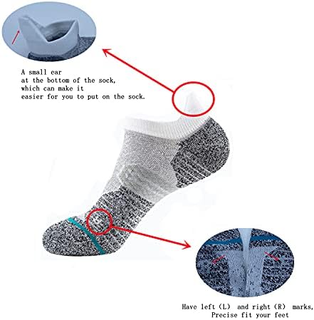 HouCheer, 2 Чифта мъжки спортни чорапи за бягане на щиколотках от чесаного памук, с дълбоко деколте, Чорапи с мека подплата, защитаващи крака и дишащи, лесно се поставят,