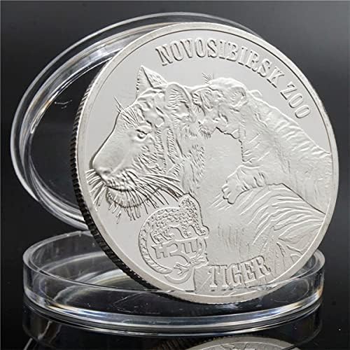 Монета с изображение на животно, Царят на зверове Тигър Възпоменателна Монета Мемориал медал на Сребърна Монета Главата на Британската кралица Колекционерски (Ср?