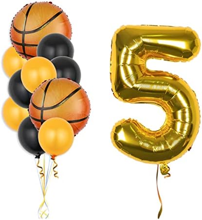 Комплект баскетболни Балони, Украса на 5-ти Рожден Ден Номер 5 Фольгированный Балон Златното Бижу за Баскетболна топка