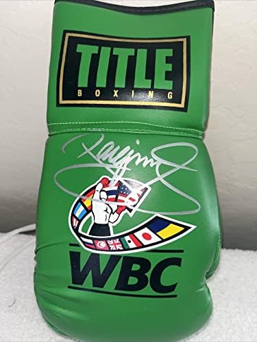 Мани Pacquiao подписа Полноразмерную боксови ръкавици за титлата на WBC с автограф и сертификат Team Pacquiao
