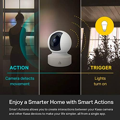 Интелигентна камера за сигурност Kasa за завъртане / наклон в помещението, помещение за кучета 1080p HD 2,4 Ghz с нощно виждане, функция за разпознаване на движение за наблю?