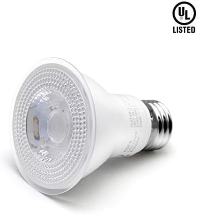 YGS-Tech 6 Бр. led лампи PAR20, 7 W, с регулируема яркост (еквивалент на 50 W), естествен бял 4000 ДО CRI80 +, 500 Лумена, цокъл E26, 25 000 часа, За стая / на улицата - се Посочва в UL