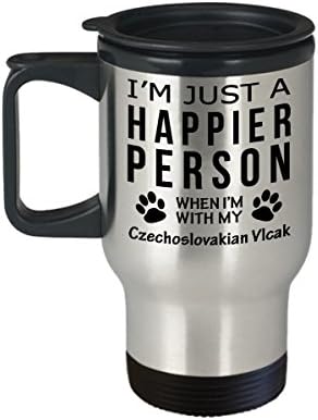 Кафеена Чаша За Любителите на кучета В Пътуване - Щастлив Човек С Чехословацким Влчаком - Подаръци За спасението на Собствениците