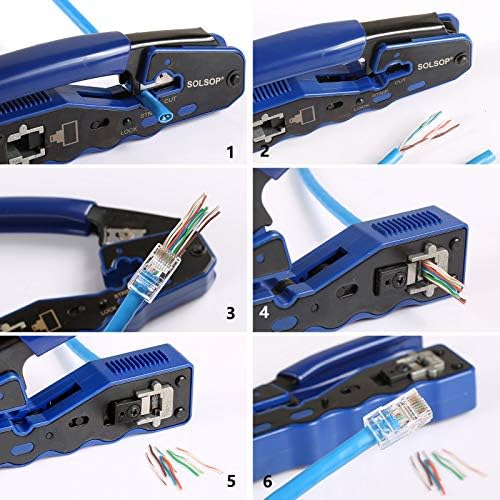Набор от инструменти за кримпване на RJ-45 от Solsop Набор от инструменти за кримпване на Ethernet през rj-45 конектори