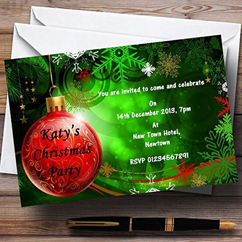 Пощенска картичка Zoo Green & Red с Персонализираните Покани за Коледа/Нова година / Празнично парти