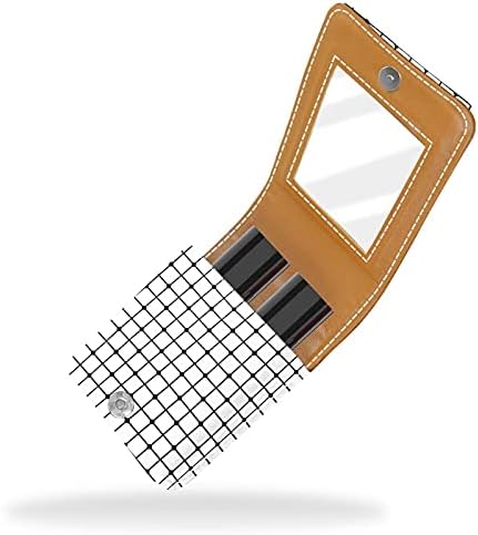 Калъф за червило С Огледало Черен Модел с Монохромен Геометричен Притежателя на Гланц за устни В Клетката Преносим Кутия