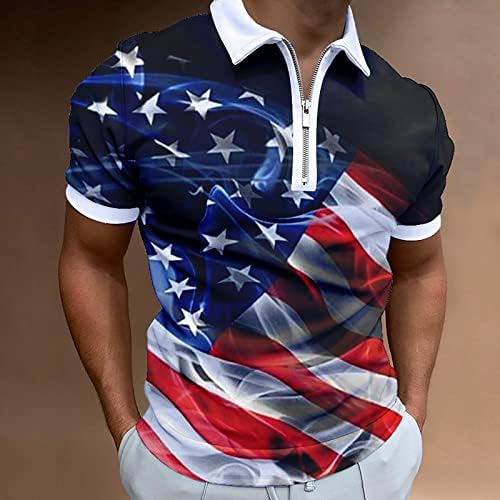 RUIRUILICO Мъжки Ризи Поло с Флага на САЩ, Патриотични Фланелки на 4 юли 2023, Летни Ежедневни Поло с 3D Принтом и Къси Ръкави за Голф