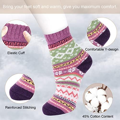 Дамски чорапи besky, Зимни Вълнени Чорапи, Уютни Възли Топли Зимни Чорапи за планинско катерене, Каране На ски и Коледни подаръци