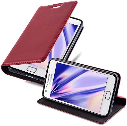 Калъф-за награда Cadorabo, съвместим с Samsung Galaxy S2 / S2 Plus в цвят RED Apple - с магнитна закопчалка, функция поставки и отделения за карти в Чантата си Etui Cover, калъф от изкуствена ?